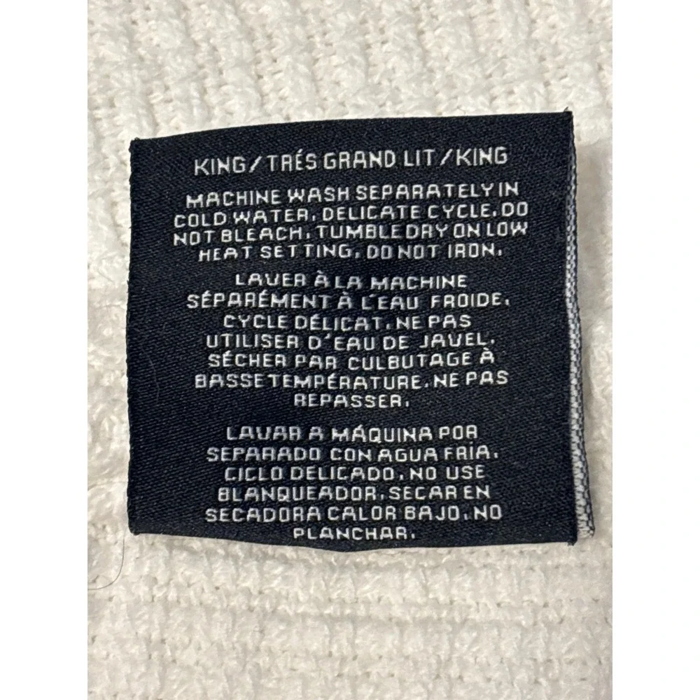 Lauren Ralph Lauren King Size Knit Blanket 100%‎ Cotton White